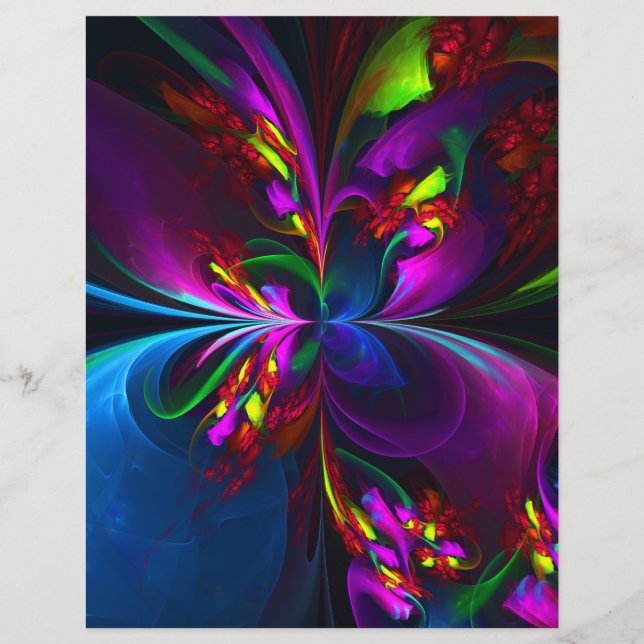 Modern Floral Abstract Art Red Blue Pattern #15 (Front)