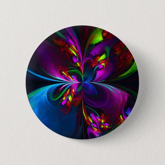 Modern Floral Abstract Art Red Blue Pattern #15 6 Cm Round Badge (Front)