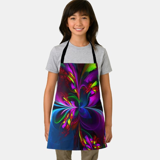 Modern Floral Abstract Art Red Blue Pattern #15 Apron (Insitu)