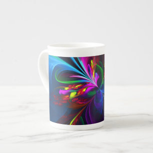 Modern Floral Abstract Art Red Blue Pattern #15 Bone China Mug