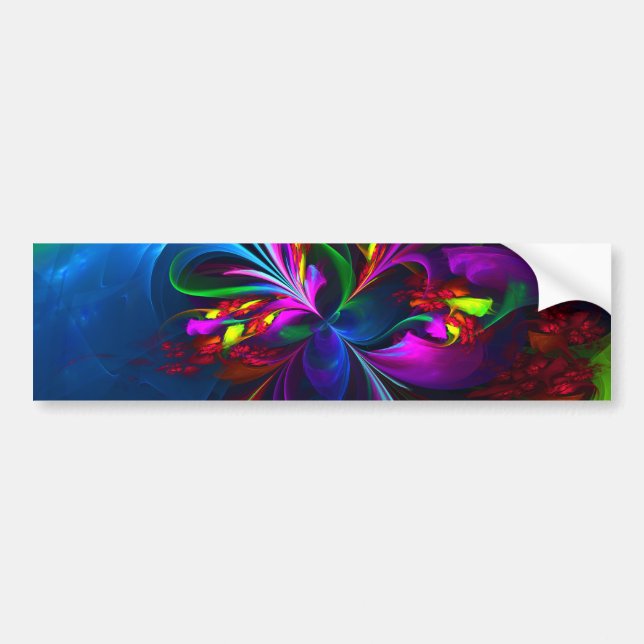 Modern Floral Abstract Art Red Blue Pattern #15 Bumper Sticker (Front)