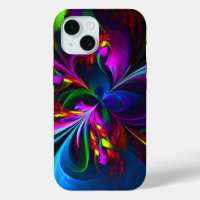 Modern Floral Abstract Art Red Blue Pattern #15