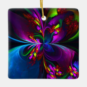 Modern Floral Abstract Art Red Blue Pattern #15 Ceramic Ornament