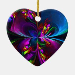 Modern Floral Abstract Art Red Blue Pattern #15 Ceramic Tree Decoration