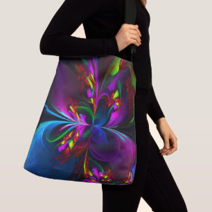 Modern Floral Abstract Art Red Blue Pattern #15 Crossbody Bag