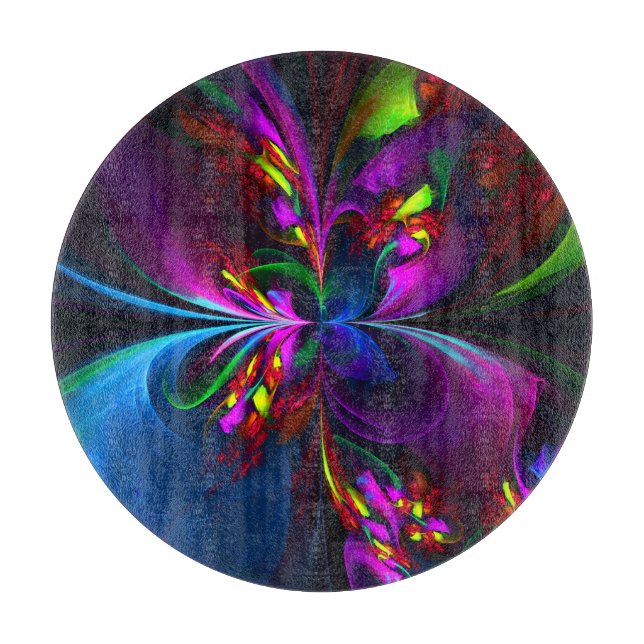 Modern Floral Abstract Art Red Blue Pattern #15 Cutting Board (Front)