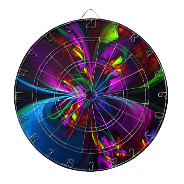 Modern Floral Abstract Art Red Blue Pattern #15 Dartboard (Front)