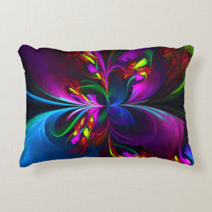 Modern Floral Abstract Art Red Blue Pattern #15 Decorative Cushion