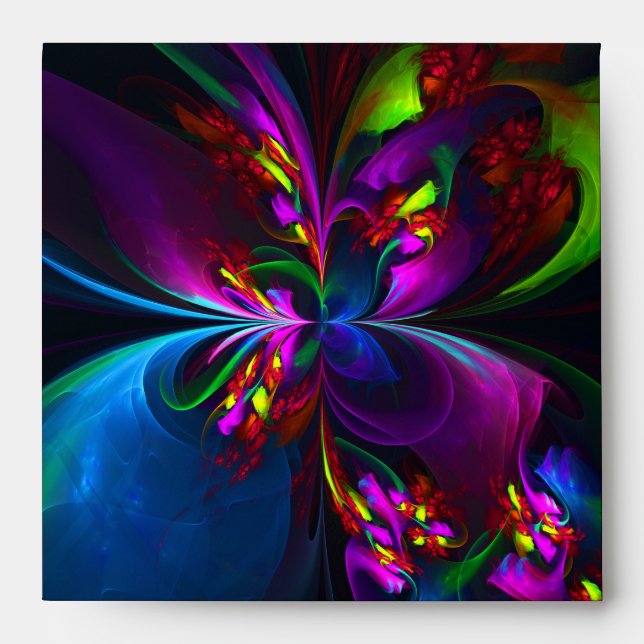 Modern Floral Abstract Art Red Blue Pattern #15 Envelope (Front)