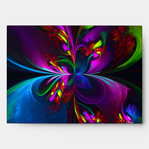Modern Floral Abstract Art Red Blue Pattern #15 Envelope
