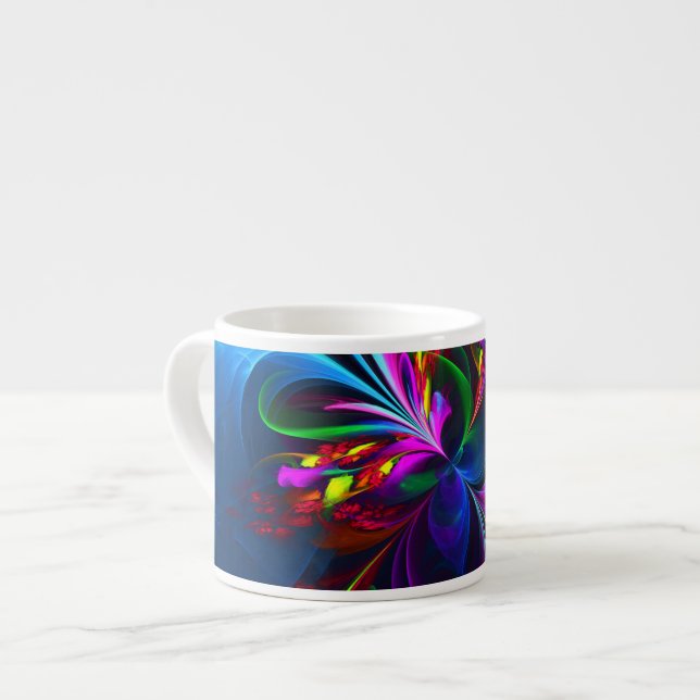 Modern Floral Abstract Art Red Blue Pattern #15 Espresso Cup (Front Left)