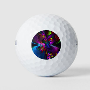 Modern Floral Abstract Art Red Blue Pattern #15 Golf Balls