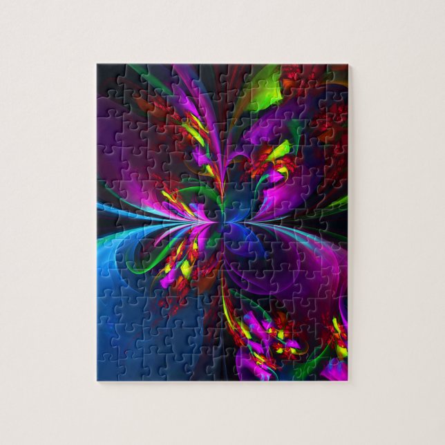 Modern Floral Abstract Art Red Blue Pattern #15 Jigsaw Puzzle (Vertical)