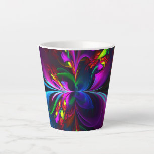 Modern Floral Abstract Art Red Blue Pattern #15 Latte Mug
