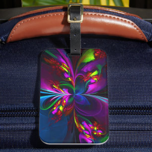 Modern Floral Abstract Art Red Blue Pattern #15 Luggage Tag