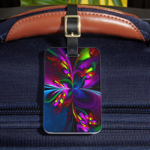 Modern Floral Abstract Art Red Blue Pattern #15 Luggage Tag