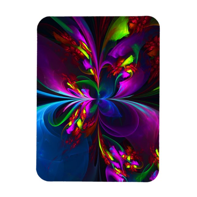 Modern Floral Abstract Art Red Blue Pattern #15 Magnet (Vertical)