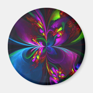 Modern Floral Abstract Art Red Blue Pattern #15 Magnet