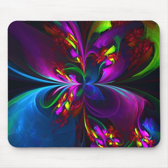 Modern Floral Abstract Art Red Blue Pattern #15 Mouse Pad (Front)