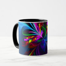 Modern Floral Abstract Art Red Blue Pattern #15