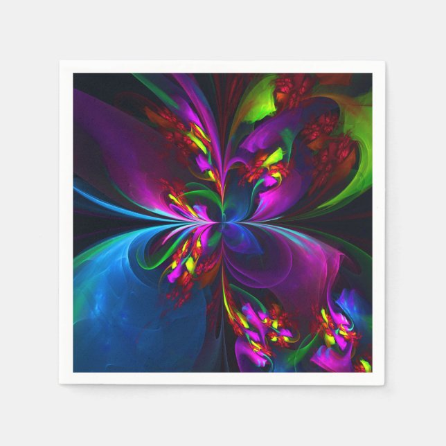 Modern Floral Abstract Art Red Blue Pattern #15 Napkin (Front)