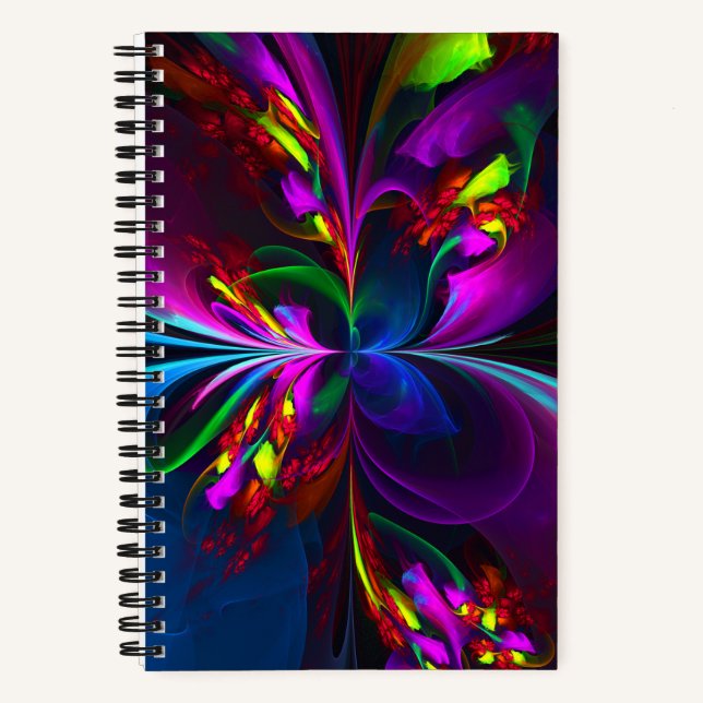 Modern Floral Abstract Art Red Blue Pattern #15 Notebook (Front)