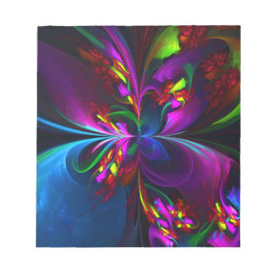 Modern Floral Abstract Art Red Blue Pattern #15 Notepad