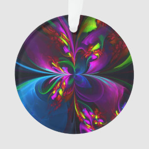 Modern Floral Abstract Art Red Blue Pattern #15 Ornament