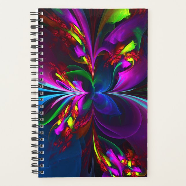 Modern Floral Abstract Art Red Blue Pattern #15 Planner (Front)
