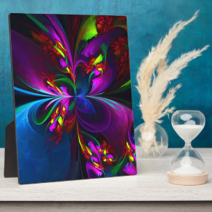 Modern Floral Abstract Art Red Blue Pattern #15 Plaque