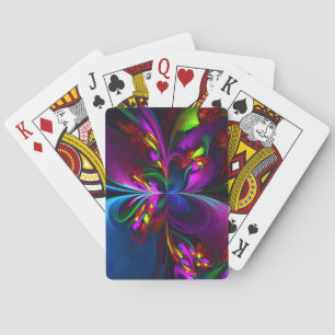 Modern Floral Abstract Art Red Blue Pattern #15 Playing Cards
