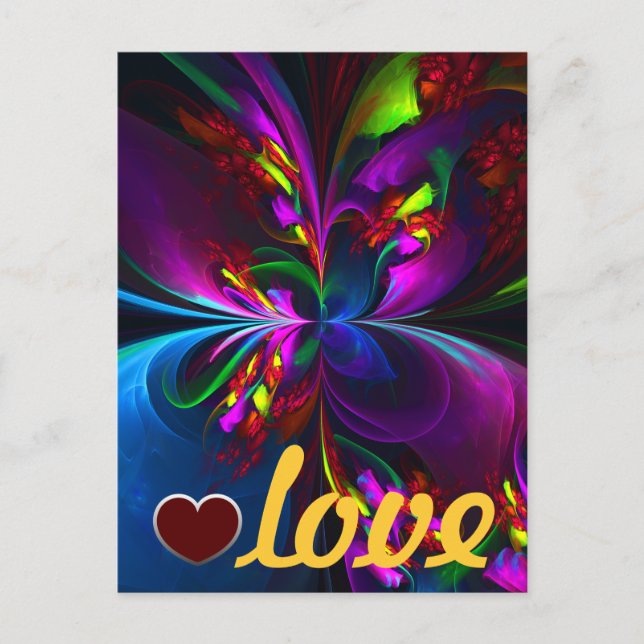 Modern Floral Abstract Art Red Blue Pattern #15 Postcard (Front)