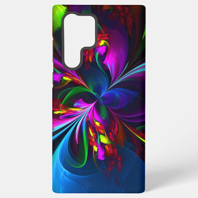 Modern Floral Abstract Art Red Blue Pattern #15 Samsung Galaxy S22 Ultra Case (Back)