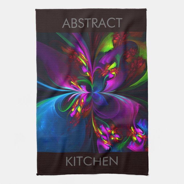 Modern Floral Abstract Art Red Blue Pattern #15 Tea Towel (Vertical)