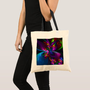 Modern Floral Abstract Art Red Blue Pattern #15 Tote Bag