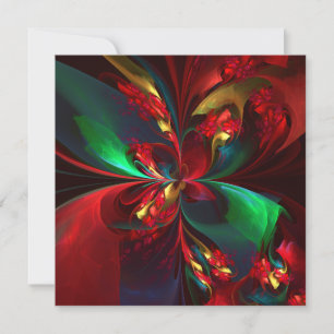 Modern Floral Abstract Art Red Green Pattern #11