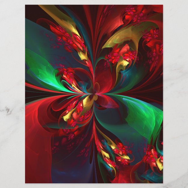 Modern Floral Abstract Art Red Green Pattern #11 (Front)