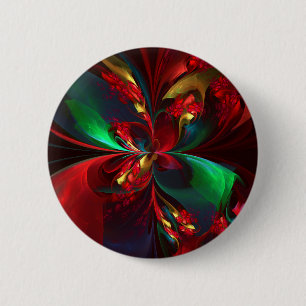 Modern Floral Abstract Art Red Green Pattern #11 6 Cm Round Badge