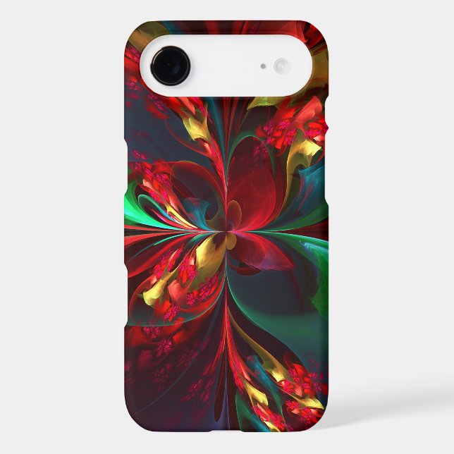 Modern Floral Abstract Art Red Green Pattern #11 Case-Mate iPhone Case (Back)