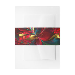 Modern Floral Abstract Art Red Green Pattern #11 Invitation Belly Band
