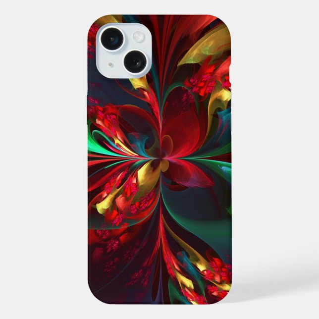 Modern Floral Abstract Art Red Green Pattern #11 iPhone Case (Back)