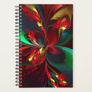 Modern Floral Abstract Art Red Green Pattern #11 Planner