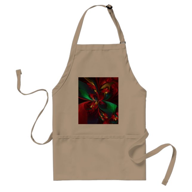 Modern Floral Abstract Art Red Green Pattern #11 Standard Apron (Front)