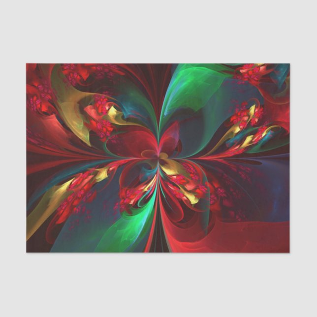 Modern Floral Abstract Art Red Green Pattern #11 Tissue Paper (Front)