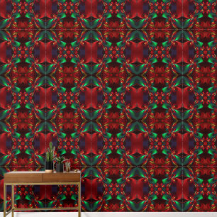 Modern Floral Abstract Art Red Green Pattern #11 Wallpaper