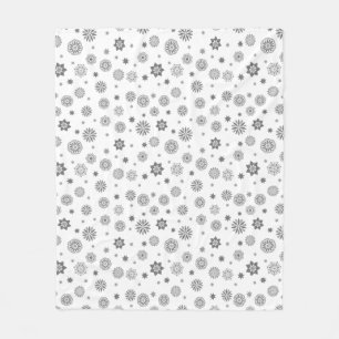 Modern floral abstrakt black and white design  fleece blanket