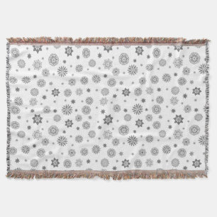 Modern floral abstrakt black and white design  throw blanket
