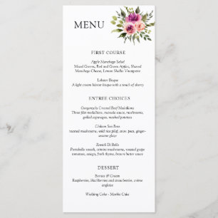 Modern Floral Ampersand Plum Pink Peach & Black Menu