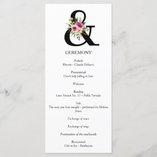 Modern Floral Ampersand Plum Pink Peach & Black Programme
