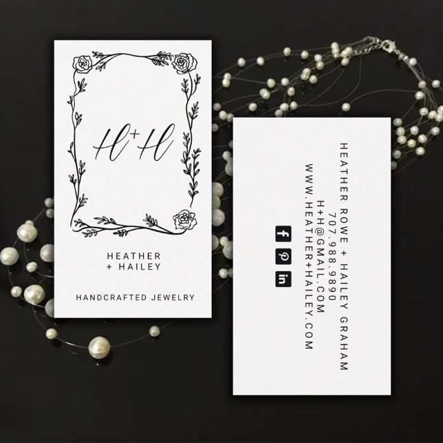 Modern Floral And Vines Border Jewellery Designer Business Card (Creator Uploaded)